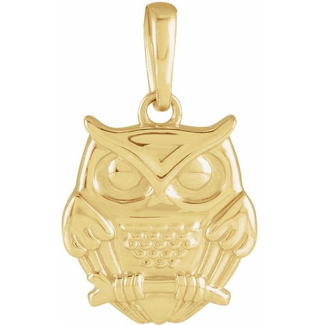 Owl Pendant in 14K Yellow Gold - A Sensational Accessory.