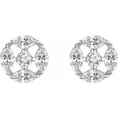 Diamond Simulant Cubic Zirconia Sterling Silver Stud Earrings