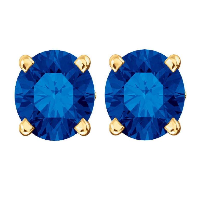 14K Gold 4mm Natural Blue Sapphire Earrings