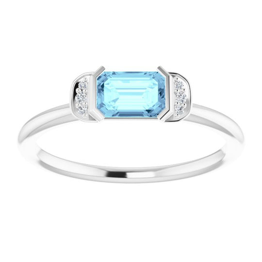 Aquamarine and Diamond Dress Ring in 14K White Gold