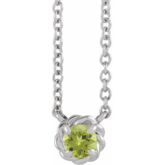 Sterling Silver 5mm Round Peridot Necklace