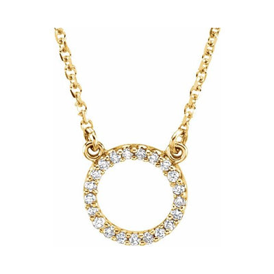 This stunning Diamond Circle Pendant Necklace in 14K Yellow Gold is the perfect addition to any jewellery collection. Crafted with high-quality materials and exquisite attention to detail, this piece is designed to catch the eye and capture the heart from Jewels of St Leon Online Jewellery Australia