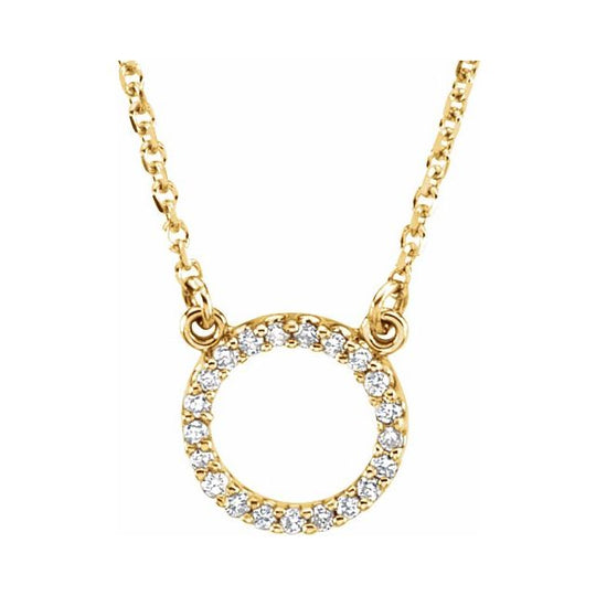 14kt Yellow Gold 40cm Diamond Circle Pendant Necklace