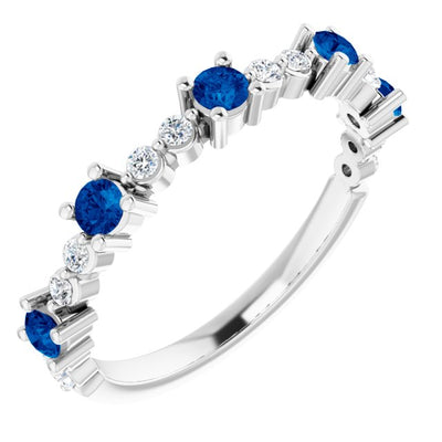 Lab-Created Sapphire with Diamonds Ring