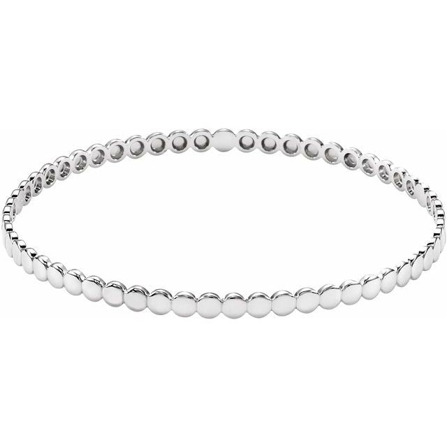 Unisex Sterling Silver Beaded Bangle