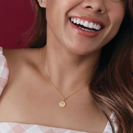 Diamond Accented Compass Charm Pendant in 14kt Yellow, Rose or White Gold