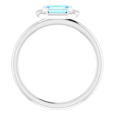 Aquamarine and Diamond Dress Ring in 14K White Gold