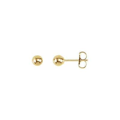Get the ultimate accessory: 4mm Bright Finish Ball Earrings in 14K Yellow Gold. These classic stud earrings are perfect for both men & women, providing a stylish & timeless look. These studs are durable & ideal for those who prefer subtle yet elegant look.