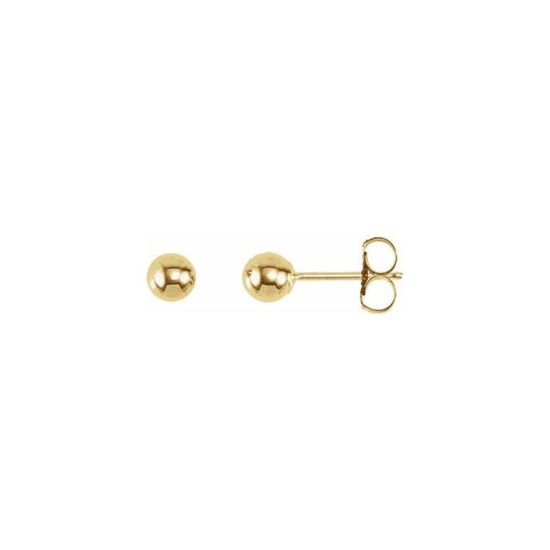 Get the ultimate accessory: 4mm Bright Finish Ball Earrings in 14K Yellow Gold. These classic stud earrings are perfect for both men & women, providing a stylish & timeless look. These studs are durable & ideal for those who prefer subtle yet elegant look.