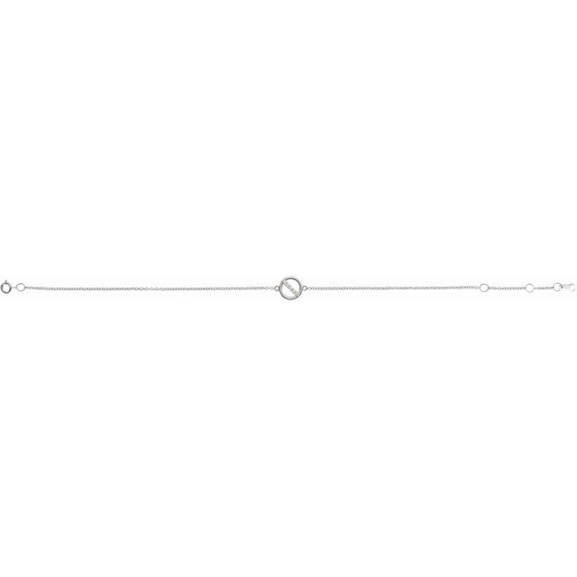 Circle with Diamond Sterling Silver Bracelet