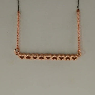 14K Rose Gold Heart Inspired Bar 40-45cm Necklace