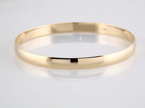 14kt Yellow Gold 6mm Half Round Bangle with Free Engraving