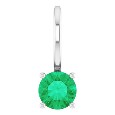 Sterling Silver Emerald Solitaire Charm-Pendant H7768-130.webp