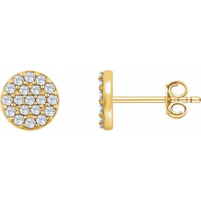 Stunning Fancy Disc Earring Studs, a must-have for any jewellery collection. This exquisite piece boasts a total of 38 diamonds, with a combined weight of 0.33CTW, adding a touch of splendour to any outfit. The diamonds are arranged in diamond cluster, creating a dazzling effect that is sure to turn heads. Shop now at Jewels of St Leon.