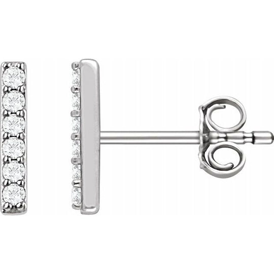 0.10CTW Lab-Grown Diamond Bar Earrings in 14K White Gold