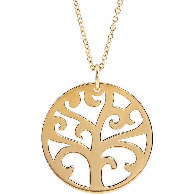 Make a Statement with Our 20mm Tree of Life Pendant Necklace in Gleaming 14K Gold!