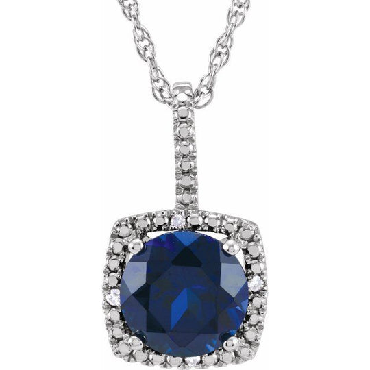 Radiate Elegance: Lab-Created Sapphire and Diamond Birthstone Necklace