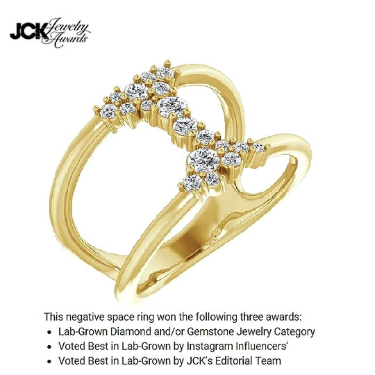 14kt Yellow Gold 1/3CTW Lab-Grown Diamonds Negative Space Ring