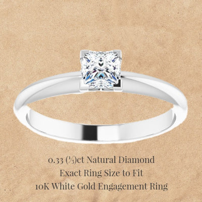 0.40ct Natural Diamond Engagement Ring in 10K White Gold