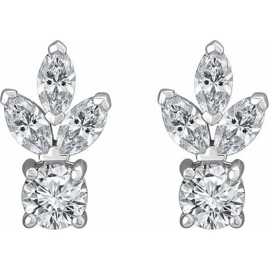 15x9mm Cubic Zirconia Sterling Silver Drop Stud Earrings