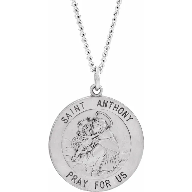 25mm St. Anthony Sterling Silver Necklace