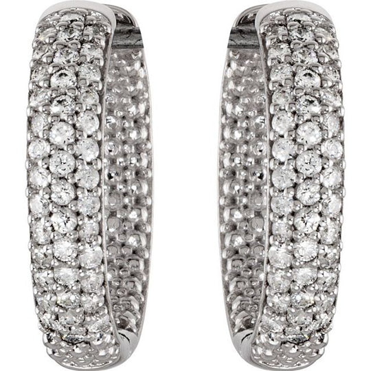Cubic Zirconia Diamond Simulant 19mm Inside-Outside Hoop Earrings