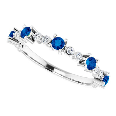 Lab-Created Sapphire with Diamonds Ring