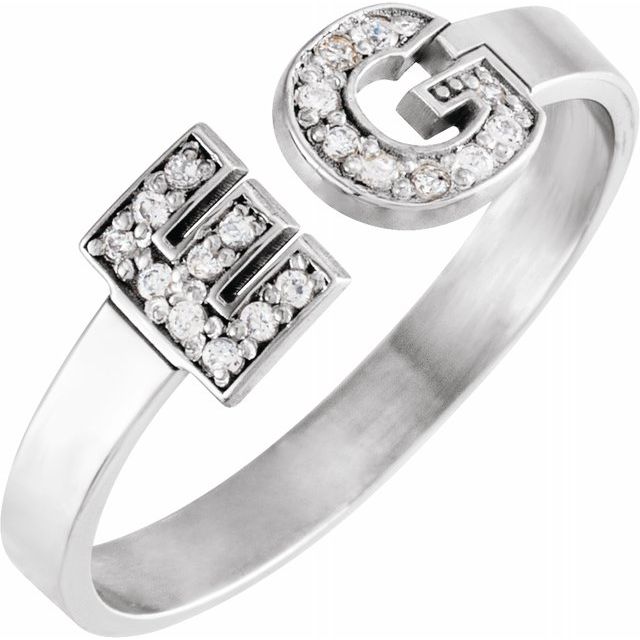 Sterling Silver Personalised Diamond Initial Ring