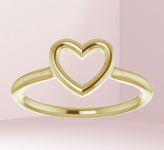 14kt Yellow or Rose Gold Open Heart Ring