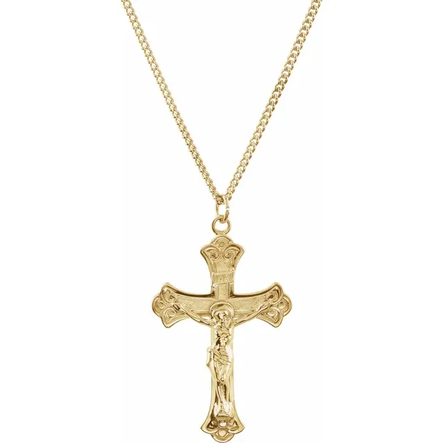 Large Crucifix 24K Gold-Plated 60cm Necklace