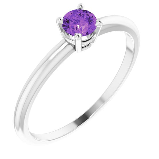 Sterling Silver February Birthstone Amethyst Ring