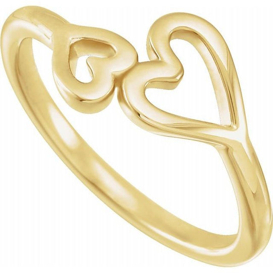 14kt Yellow Gold Double Heart Dress Ring