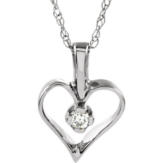 Heart with Diamond Accent Necklace in 14kt White Gold