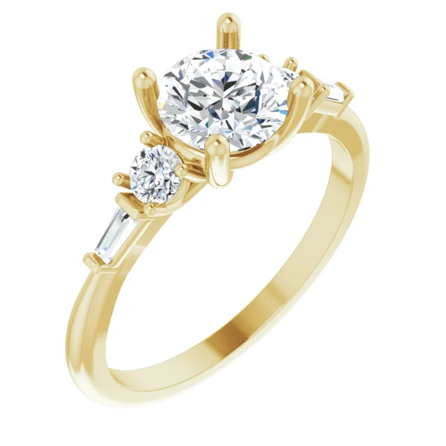 1.33TDW Certified Natural Diamond Engagement Ring with Diamond Accents in 14K Yellow Gold