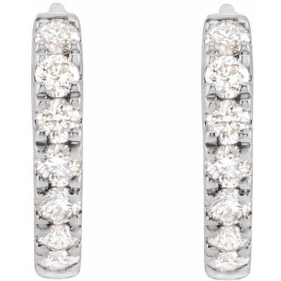 10mm Lab-Grown Diamond Huggie Earrings in 14K White Gold