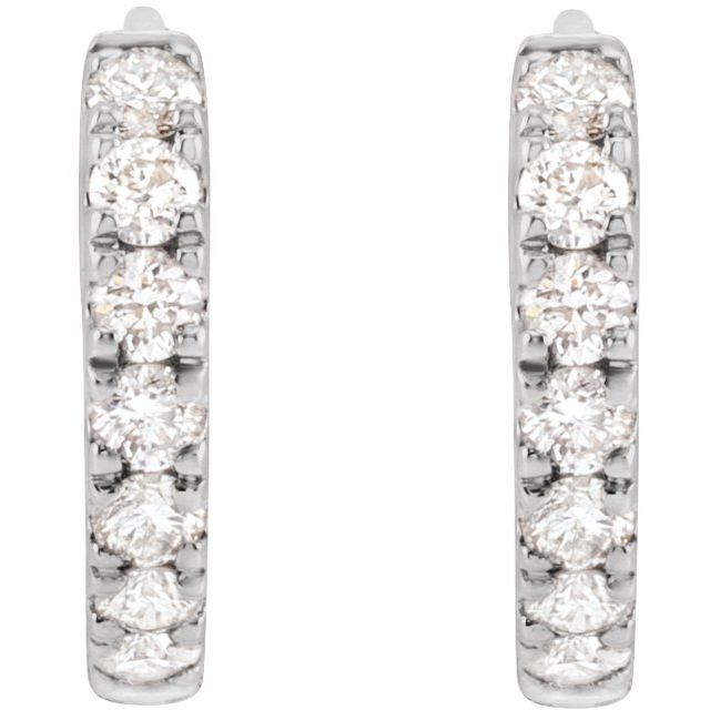 10mm Lab-Grown Diamond Huggie Earrings in 14K White Gold