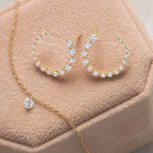 Lab-Grown Diamond Front-Back 14K Gold Earrings