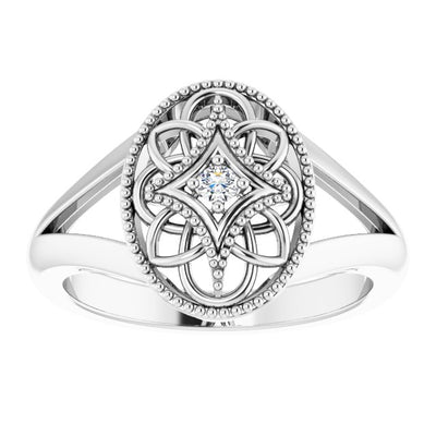 Add Timeless Elegance to Your Jewellery Collection with Our Vintage-Style Filigree Diamond Ring in Sterling Silver!