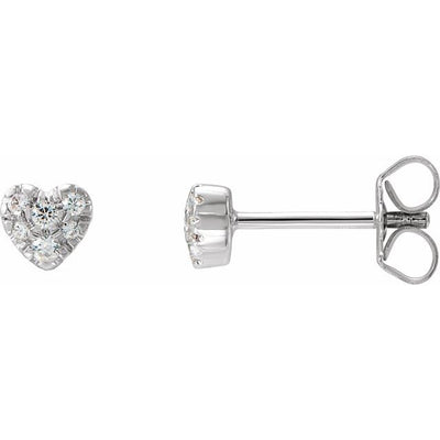 Heart Shaped Stud Earrings with Natural Diamonds