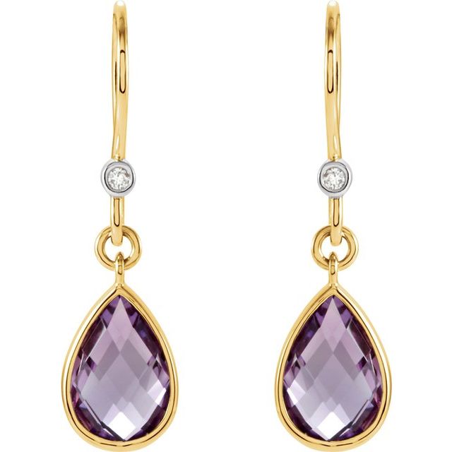Level Up Your Jewellery Game with 14K Yellow/White Gold Amethyst and Diamond Dangle Earrings