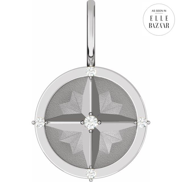 925 Silver Diamond Compass Pendant