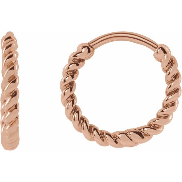 11mm Twisted Rope Huggie Earrings in 14K Gold