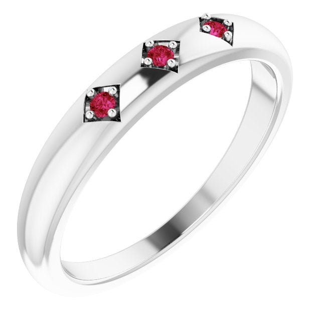 Ruby and Silver Stackable Ring