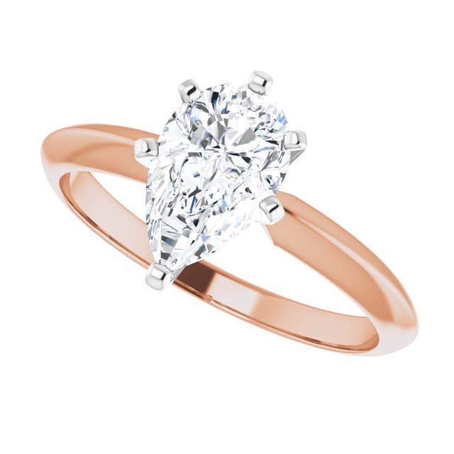 0.70ct Natural Pear-Shaped Diamond Engagement Ring in 18K Rose Gold and Platinum