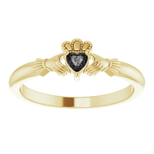 Claddagh Ring with Black Onyx in 14kt Yellow Gold