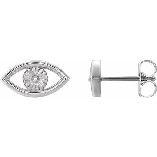 Silver Evil Eye Stud Earrings