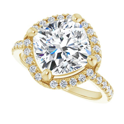 2.98ct Moissanite and Diamond Engagement Ring in 14K Yellow Gold - Big and Bold with Plenty of Sparkle!