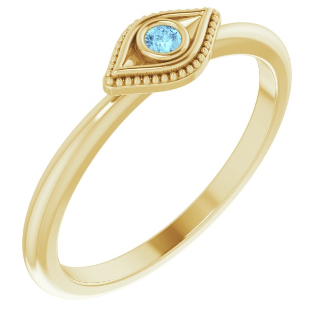 Aquamarine Evil Eye 14K Gold Ring