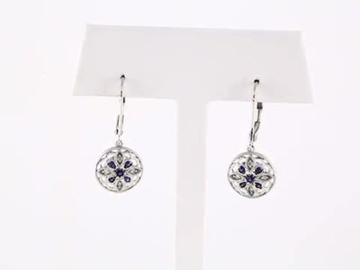Sapphire and Diamond Filigree Sterling Silver Earrings