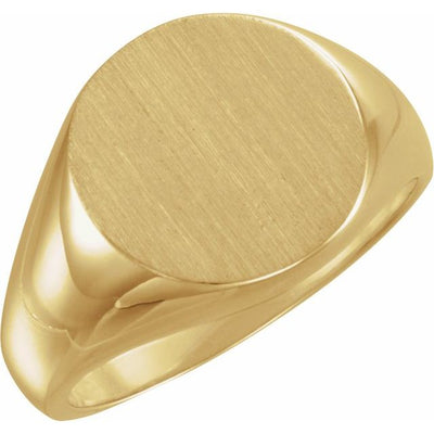 15mm Round Engravable Gold Signet Ring (Free Engraving)